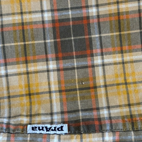 prAna Shirt Mens Xl Intrepid Yellow Plaid Short Sleeve Classic Casual Button Up - Picture 5 of 5